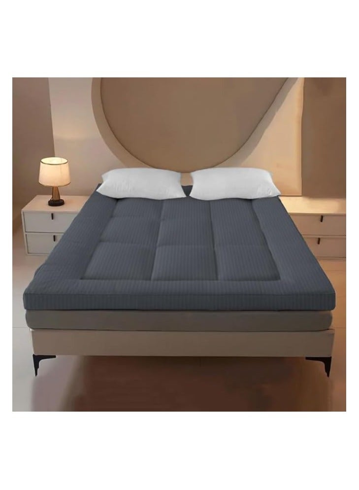 Comfy حشوة مرتبة بخطوط من القطن الفاخر بجودة الفنادق 200 × 200 سم رمادي - Image 2