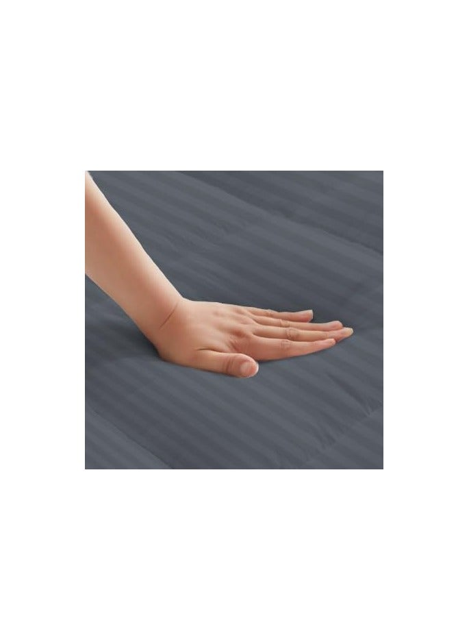 Comfy حشوة مرتبة بخطوط من القطن الفاخر بجودة الفنادق 200 × 200 سم رمادي - Image 3