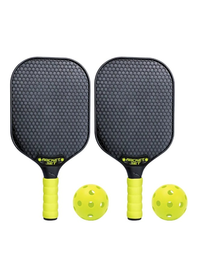 Pickleball Paddle Set 2 Rackets With A Ball Durable Lightweight for Beginners Outdoor Play - Image 1