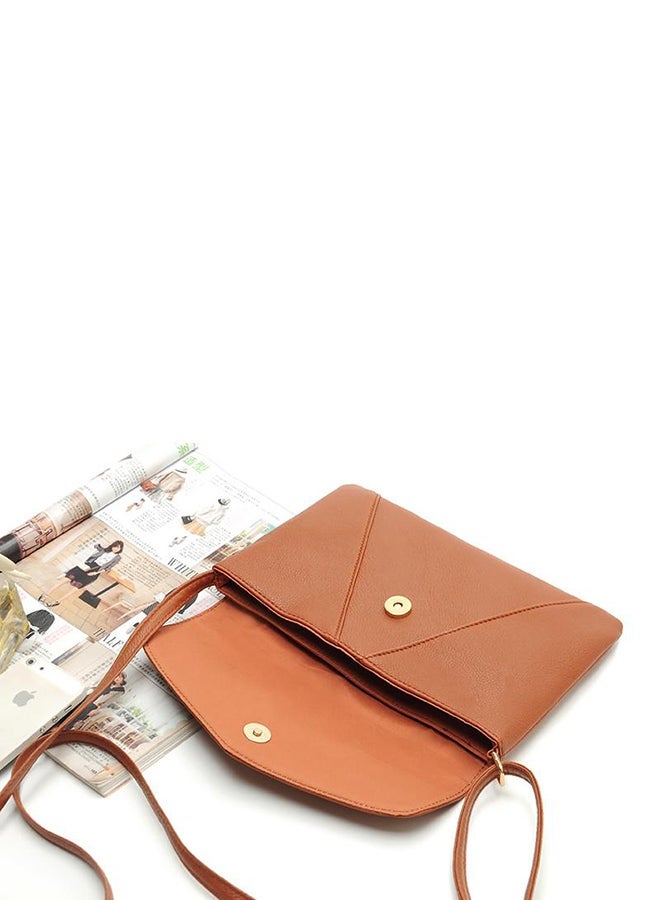 Magnetic Closure Crossbody Bag Brown - Image 4