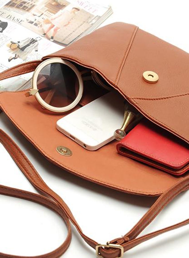 Magnetic Closure Crossbody Bag Brown - Image 3