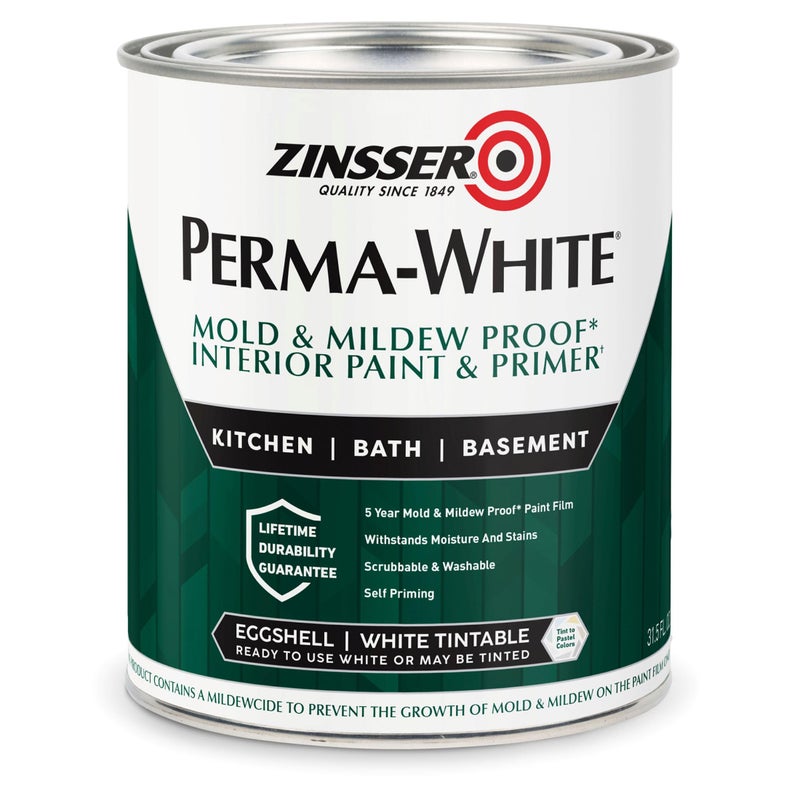 Zinsser 02774 PERMA-WHITE Mold & Mildew Proof Interior Paint, Quart, Eggshell White - Image 5