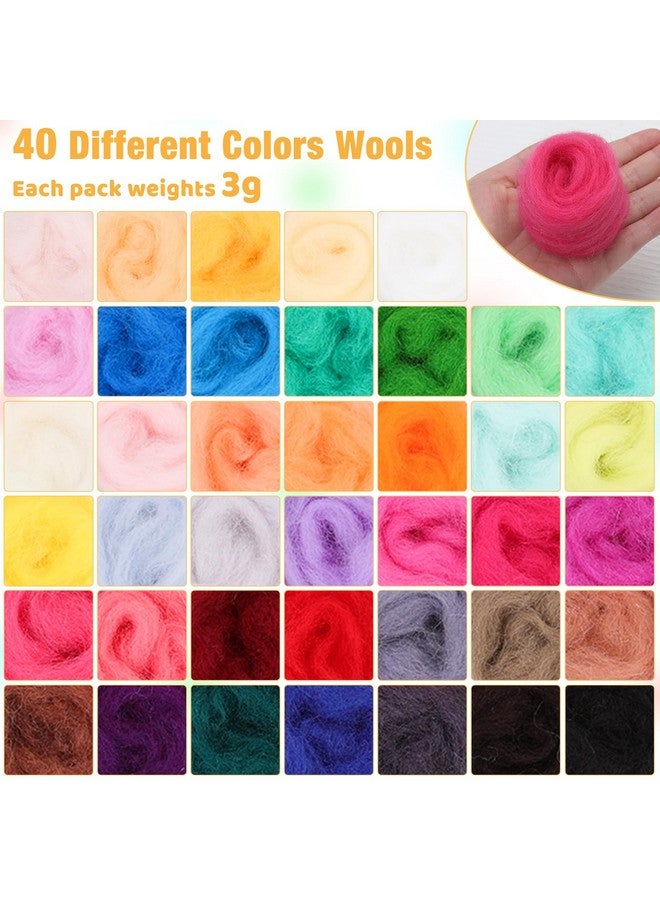 Mayboos Needle Felting Starter Kit,Wool Roving 40 Colors Set, Wool Felt Tools with Instruction Included for Felted Animal Needle Felting Supplies - Image 2