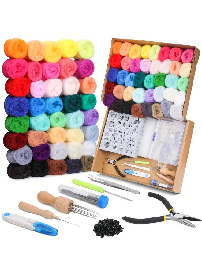 Mayboos Needle Felting Starter Kit,Wool Roving 40 Colors Set, Wool Felt Tools with Instruction Included for Felted Animal Needle Felting Supplies - Image 1