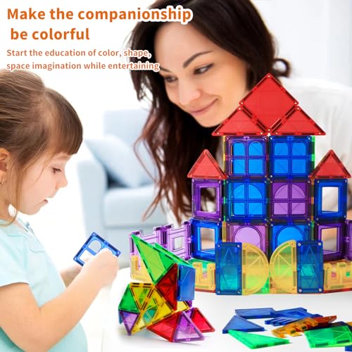 MAGBLOCK Magnetic Tiles for Kids 66PCS Magnet Tiles Building Blocks Construction Toys Incorporating Magnets for Toddlers Magnetic Blocks Learning Toys Gift for 3 Year Old Boys and Girls - Image 5