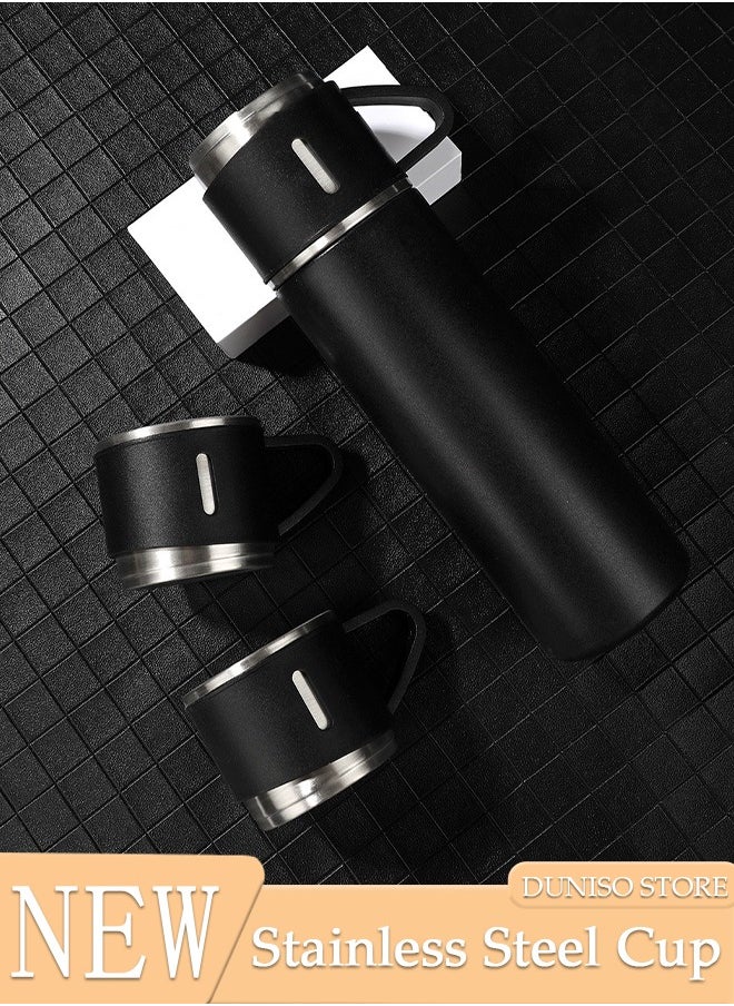 DUNISO Vacuum Flask Set with 2 Cups, Insulated Double Wall Stainless Steel 500ml Tea Coffee Thermal Flask , Hot and Cold Bottle, Corporate Gifts  - Image 1