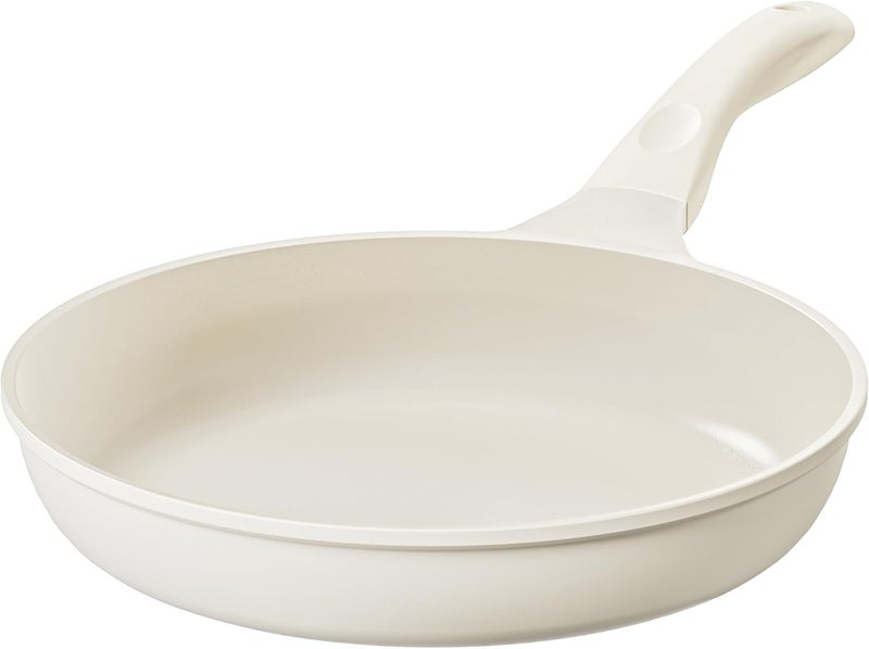 Redchef مقلاة سيراميك غير لاصقة، مقلاة كبيرة، خالية من PFAS و PFOA، غير سامة، متوافقة مع الحث، مقابض مريحة، مناسبة لجميع المواقد، بيج أبيض، 11" - Image 1
