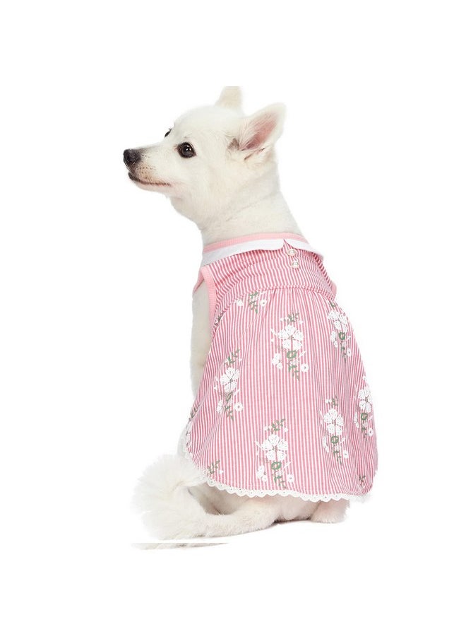 Blueberry Pet Wonderland Floral Sleeveless Dog Dress in Pink Stripe with Peter Pan Collar, Back Length 14", Pack of 1 Clothes for Dogs - pzsku/Z16CF7B85055E8181E50FZ/45/_/1737031461/f2bc4284-2579-47e0-a86f-4b5f4f563bd0