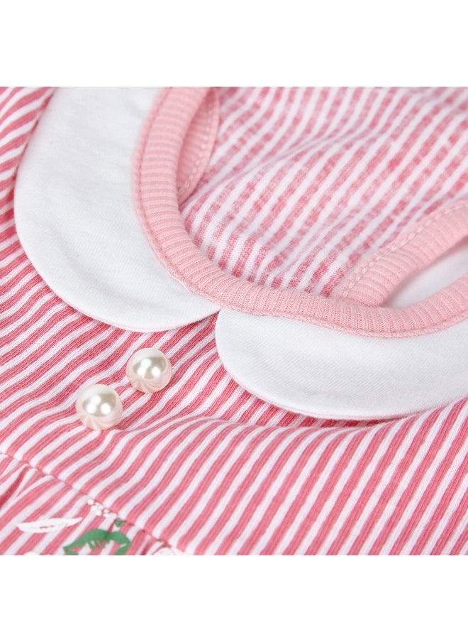 Blueberry Pet - Blueberry Pet Wonderland Floral Sleeveless Dog Dress in Pink Stripe with Peter Pan Collar, Back Length 14", Pack of 1 Clothes for Dogs - Image 1