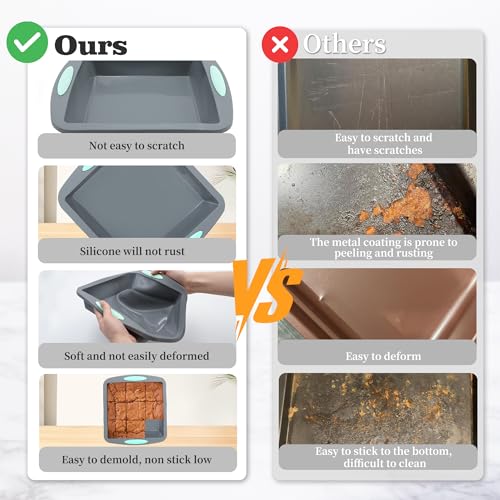 Tongjude 54 Pieces Silicone Baking Pans Set, 10 Silicone Cake Molds, Loaf Pan and Muffin Pans, Non-Stick Baking Cup, with Measuring Cups and Spoons Set, Grey - Image 5