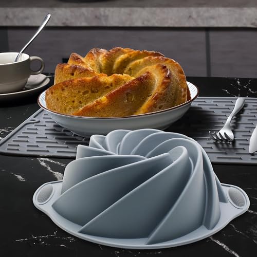 Tongjude 54 Pieces Silicone Baking Pans Set, 10 Silicone Cake Molds, Loaf Pan and Muffin Pans, Non-Stick Baking Cup, with Measuring Cups and Spoons Set, Grey - Image 4