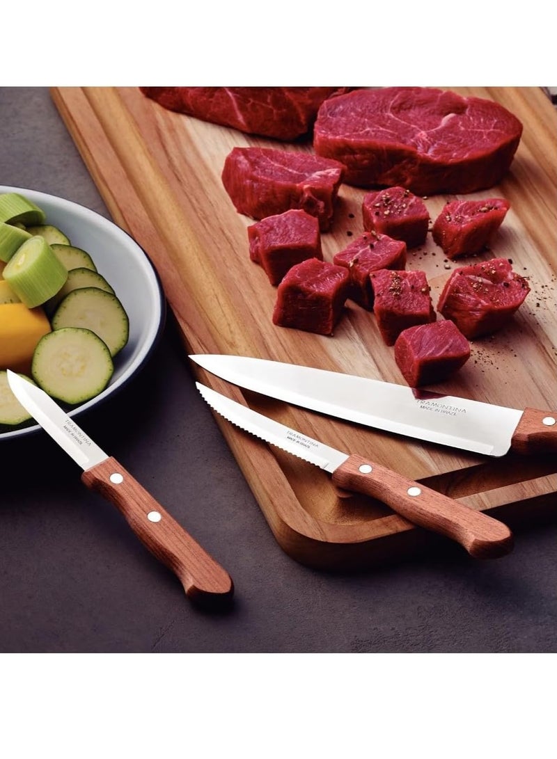 TRAMONTINA Since 1911,Made in Brazil- Dynamic 8 Inches Chef Knife with Stainless Steel Blade and Natural Wood Handle, - Image 3