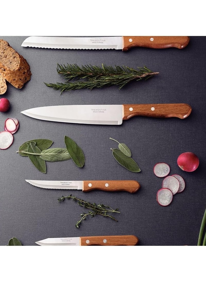 TRAMONTINA Since 1911,Made in Brazil- Dynamic 8 Inches Chef Knife with Stainless Steel Blade and Natural Wood Handle, - Image 5