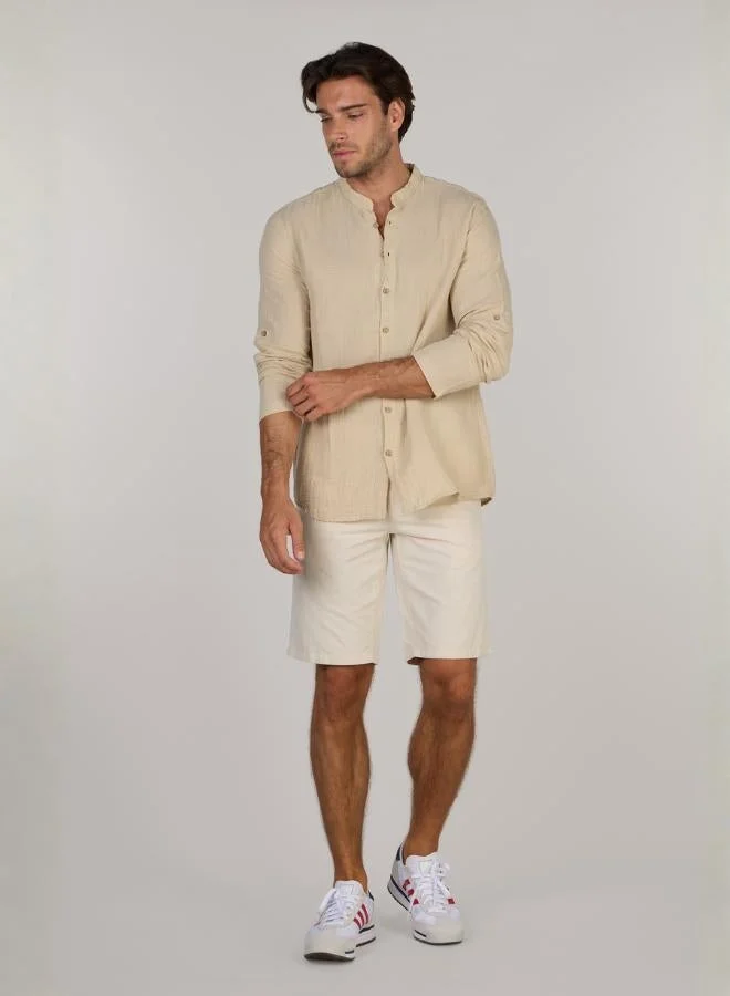 Just Nature Regular Fit Mandarin Collar Resort Shirt