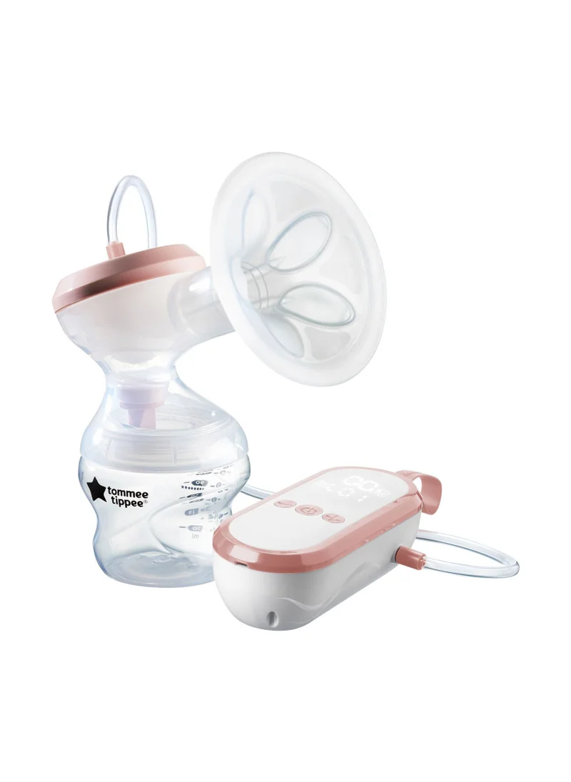 tommee tippee Tommee Tippee Made for Me Single Electric Breast Pump, Strong Suction, Soft Feel, USB Rechargeable, Quiet, Portable, Express Modes, Baby Bottle Included