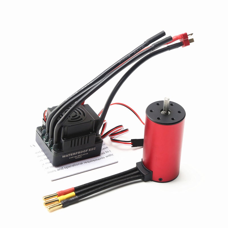 محرك سلسلي بدون فرقاطة S3670 2650KV ومحرك مقاوم للماء بدون مستشعرات ومحكم سرعة سلسلي بدون فرقاطة سعة 120A بسواقة T كبديل لسيارة وشاحنة RC مقاس 1/8 من ماركات HSP و HPI و Traxxas - Image 1