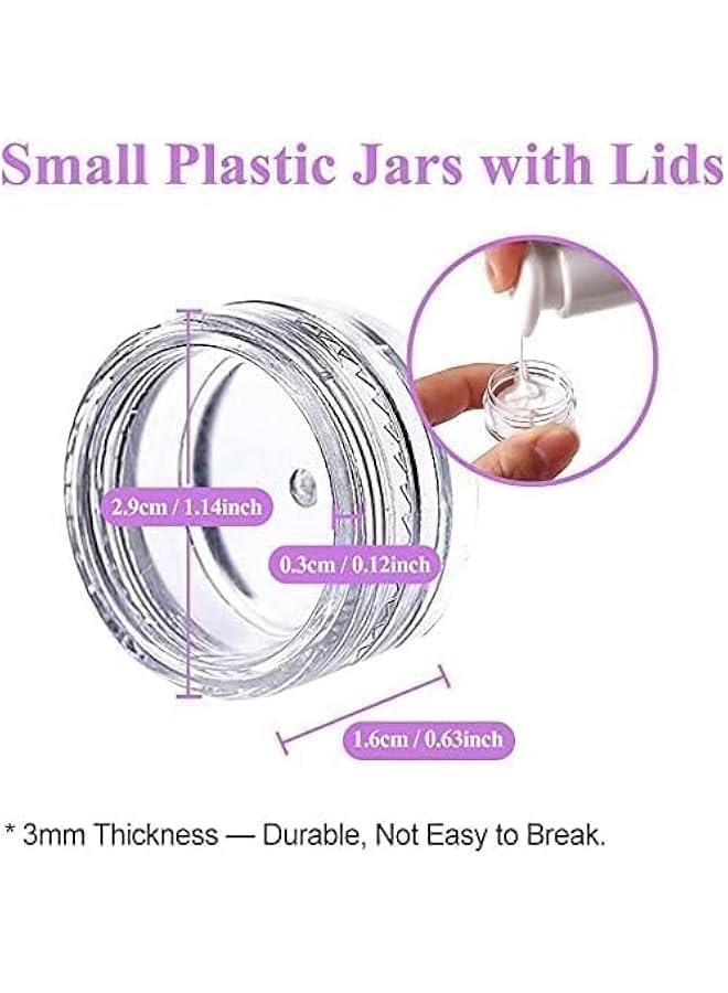 بيوينتي 50 قطعة من برطمانات عينات السفر المستديرة الشفافة الصغيرة، حاوية عينات بلاستيكية صغيرة 5 غرام/5 مل، حاوية عينات مستحضرات التجميل والكريم الانثى، مقاومة للكسر، للكريم، احمر الشفاه، اللوشن - Image 2