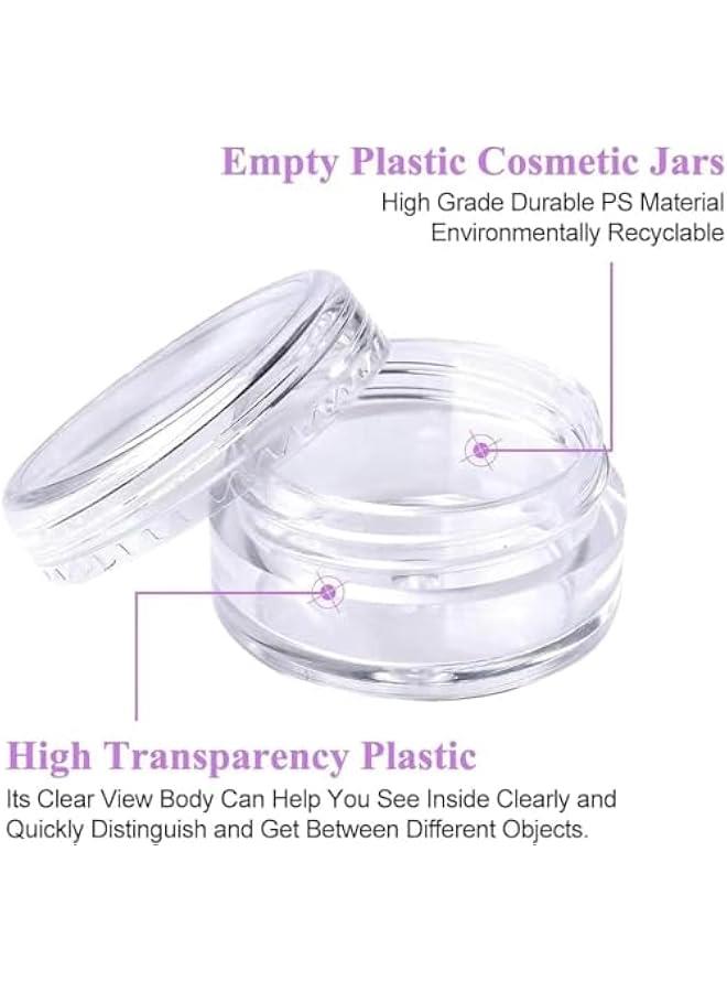 بيوينتي 50 قطعة من برطمانات عينات السفر المستديرة الشفافة الصغيرة، حاوية عينات بلاستيكية صغيرة 5 غرام/5 مل، حاوية عينات مستحضرات التجميل والكريم الانثى، مقاومة للكسر، للكريم، احمر الشفاه، اللوشن - Image 4