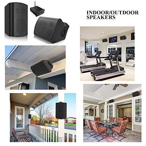 pohopa 5.25 Inch Outdoor Speakers with Bluetooth Stereo Amplifier Receiver | All-Weather Durability | Broad Sound Coverage | Speed-Lock Mounting System (Black) - Image 3