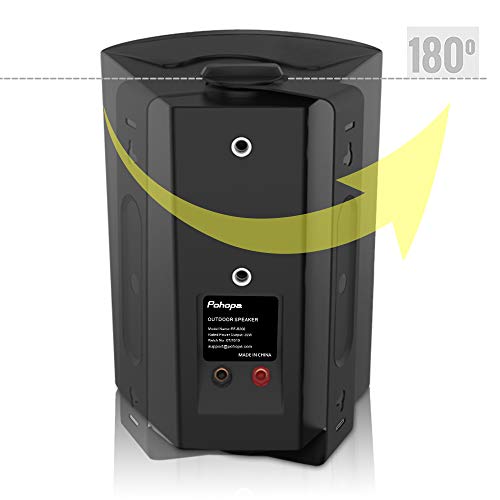 pohopa 5.25 Inch Outdoor Speakers with Bluetooth Stereo Amplifier Receiver | All-Weather Durability | Broad Sound Coverage | Speed-Lock Mounting System (Black) - Image 4