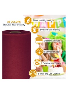Beauenty Red Tulle Fabric Rolls 6 Inch x 100 Yards (300 feet) - Perfect for Wedding Decorations, Gift Bows, Craft Projects  Tutu Skirts  - Image 2