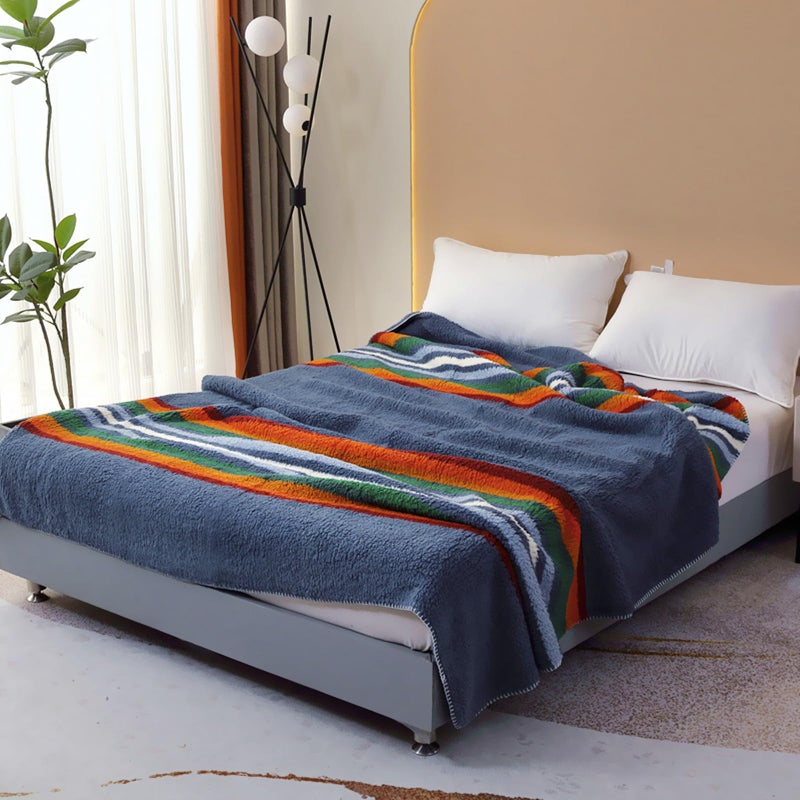 UKELER Boho Sherpa Fleece Blanket 80'' Ã— 90'', Ultra Soft Aztec Queen Blanket for All Season, Cozy, Plush, Bohemian Throw Blanket for Bed/Couch/Sofa/Office/Camping - Image 1