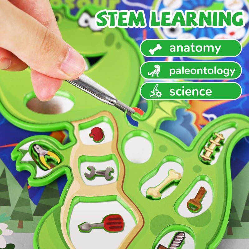 TALGIC Dinosaur Board Game for Kids Ages 3-8 with Tweezers and Fun Game Pieces, Classic Board Game for 1 or More Players, Popular Gifts for Kids - Image 4