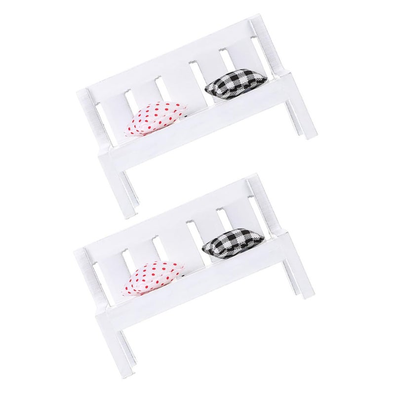 Realistic Mini Bench Models 2 Sets Small Decorative Furniture Props For Dollhouse Garden - Image 2