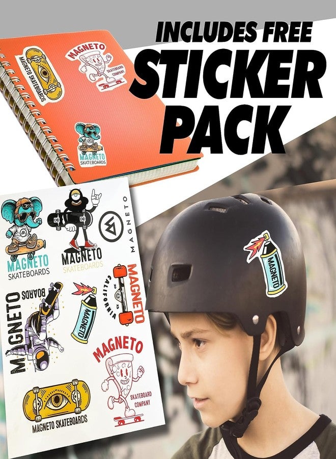 Magneto Complete Skateboard | Maple Wood | ABEC 5 Bearings | Double Kick Concave Deck | Kids Skateboard Cruiser Skateboard | Skateboards for Beginners, Teens & Adults (Free Stickers Included) - Image 2