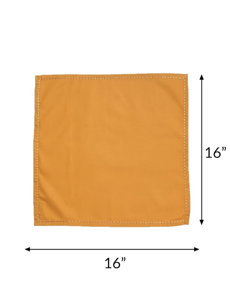 Zeba World Dinner Table Napkins 100% Cotton Set of 6 pcs | Embroidered Chawal Taka | Washable and Reusable Napkins for Dinner Table - Mustard - 16x16 inches (40x40cms) (Pack of 6) - Image 3