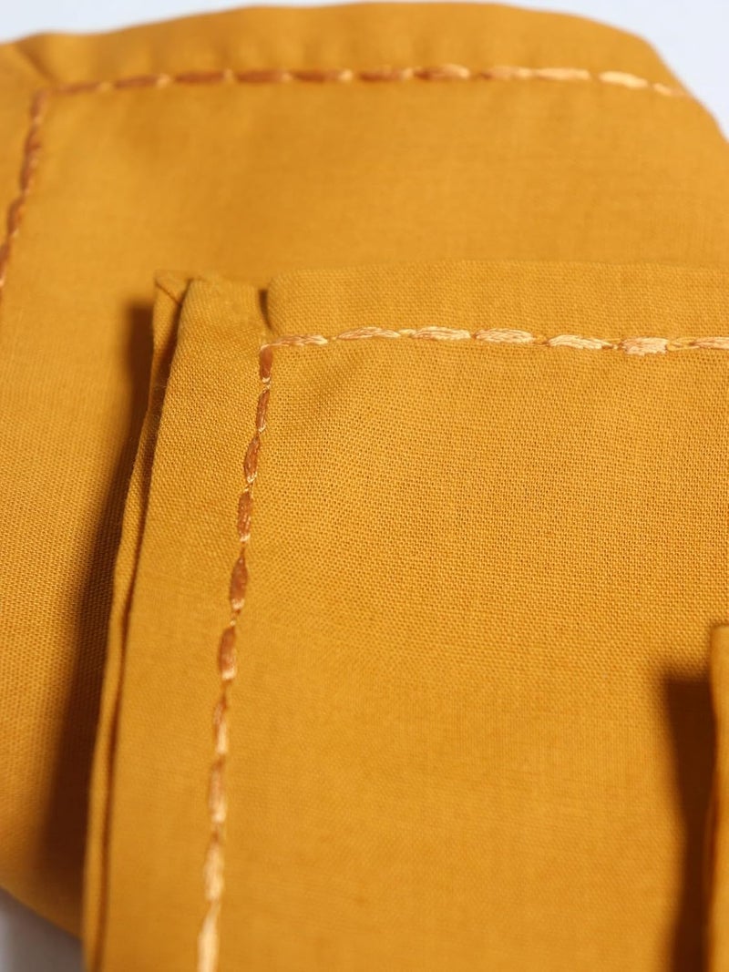Zeba World Dinner Table Napkins 100% Cotton Set of 6 pcs | Embroidered Chawal Taka | Washable and Reusable Napkins for Dinner Table - Mustard - 16x16 inches (40x40cms) (Pack of 6) - Image 4