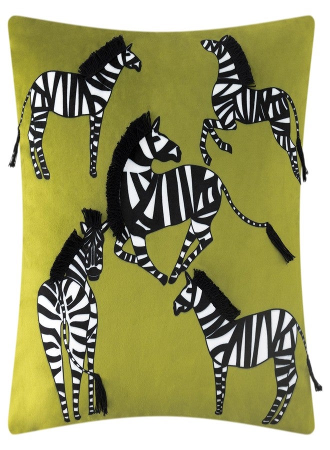 KINGROSE Printing Zebra Throw Pillow Cover Decorative Pillow Case Long Black Tail for Living Room Bed Sofa Home 18 x 18 Inches Green - Image 1