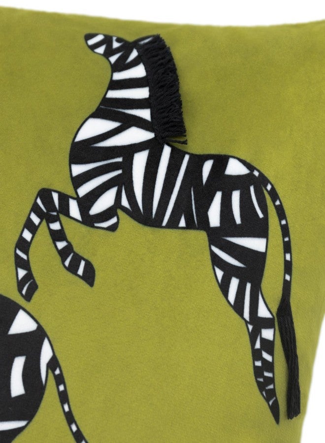 KINGROSE Printing Zebra Throw Pillow Cover Decorative Pillow Case Long Black Tail for Living Room Bed Sofa Home 18 x 18 Inches Green - Image 3