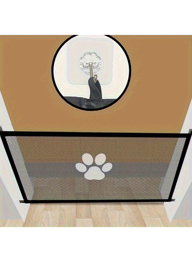 Adjustable Pet Safety Gate Black 30 71x70 87 Inch Mesh Barrier For Dogs And Cats - Image 3