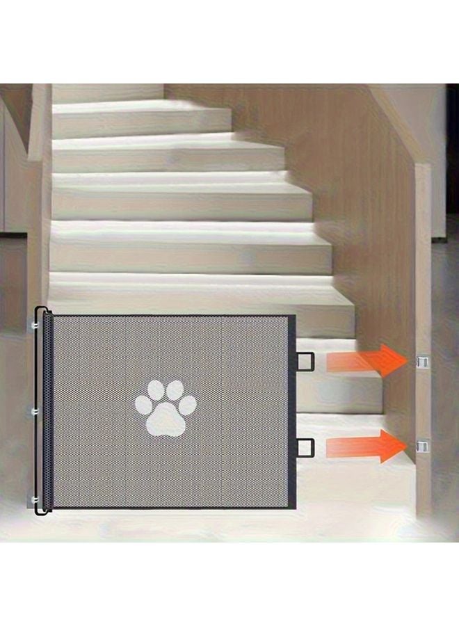 Adjustable Pet Safety Gate Black 30 71x70 87 Inch Mesh Barrier For Dogs And Cats - Image 2