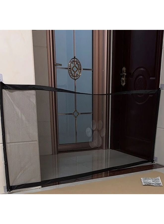 Adjustable Pet Safety Gate Black 30 71x70 87 Inch Mesh Barrier For Dogs And Cats - Image 1