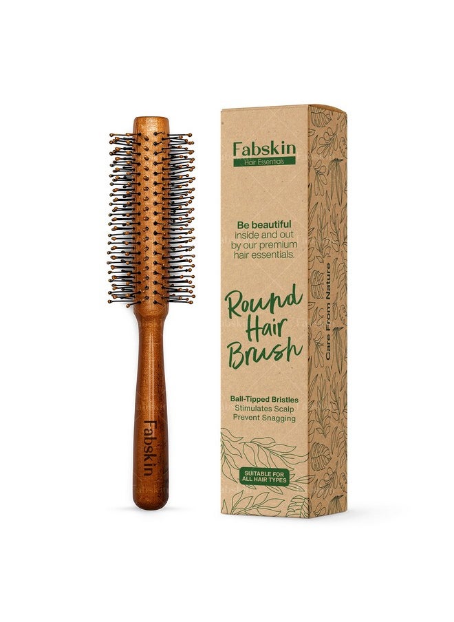 Fabskin Wooden Round Hair Brush | Men And Women | For Adding Curls, Volume, Waves, Quick Blowout, Straightening, Curling, Drying, Volumizing Hairs & Scalp Massage | Hair Roller Brush For Hair Styling  - Image 1