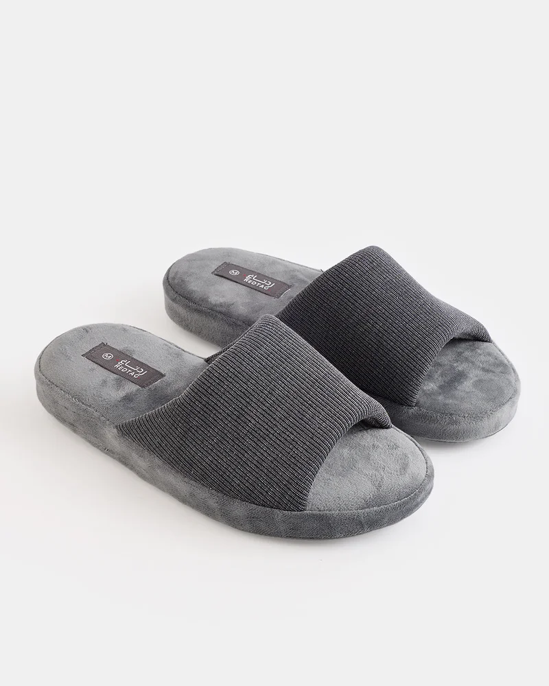 REDTAG Men Charcoal Textured Slippers