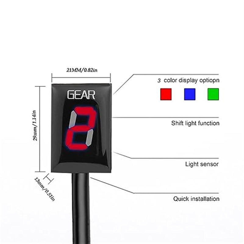 Wivplex Motorcycle Gear Indicator with Green Bracket - Image 2