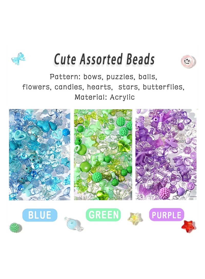 SYOSI 90~150 Acrylic Beads for Jewelry Making, Colorful Assorted Beads Cute Kawaii Aesthetic Beads for Bracelets Making Flower Butterfly Beads Bulk Necklaces DIY Mobile Phone Chains, Three Colors  - Image 5