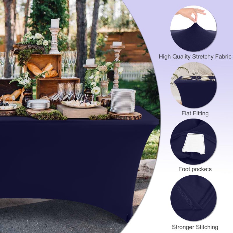 أيه بي سي كانوبي ABCCANOPY Spandex tableroths ل 6 أقدام المنزل مستطيلة الجدول الممتدة غلاف طاولة البوليستر طاولة المائدة الطاولة - Image 2