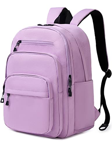 Lanola Basic Multi-Pocket Multipurpose Backpack Classical Water Resistant Student Bookbag For School Business Travel or Casual Daypack Backpacks For Men Or Women - Purple - Image 1
