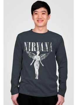 Rock&Roll Rock & Roll Angel Nirvana Anthracite Crew Neck Long Sleeve Men's T-Shirt  - Image 1