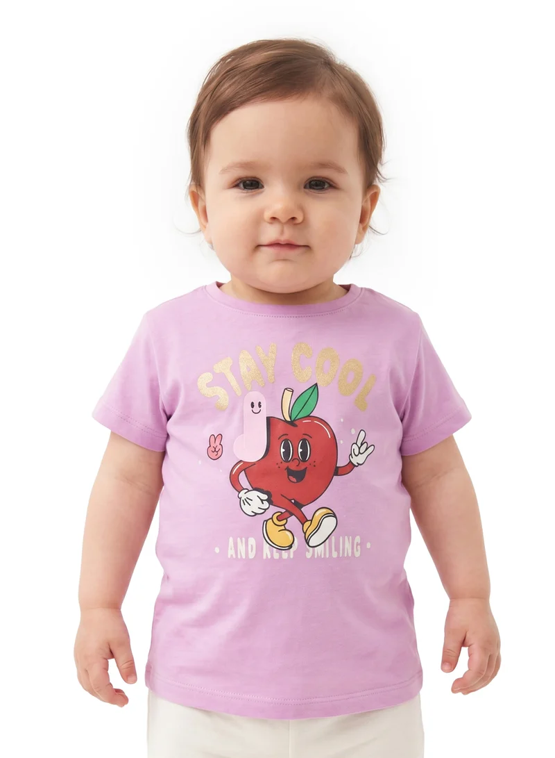 ايكو AIKO Infant Girls 2-Piece Summer Outfit Set – Fruit Graphic T-Shirt and Elastic-Waist Shorts, Pink