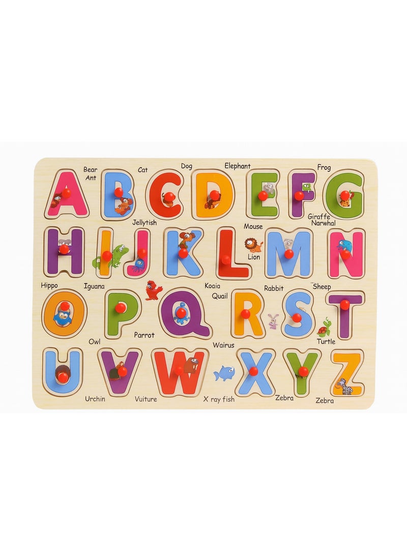 Wooden Alphabet Puzzles for Toddlers Chunky Abc Learning Puzzles Board Educational Learning Letters Puzzle for Preschool Boys and Girls - Image 1