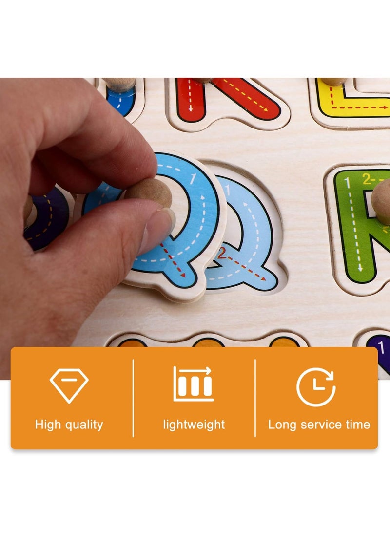 Wooden Alphabet Puzzles for Toddlers Chunky Abc Learning Puzzles Board Educational Learning Letters Puzzle for Preschool Boys and Girls - Image 4