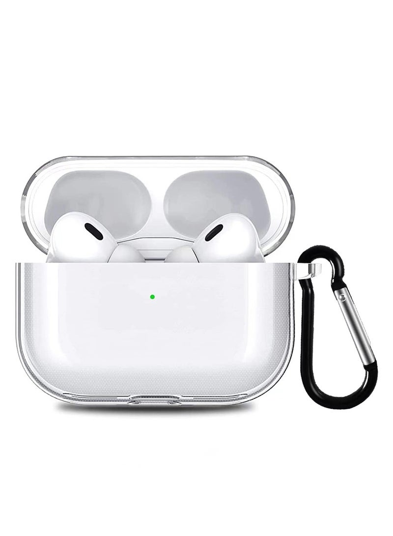 CATANES Airpod Pro Crystal Clear Shockproof Case Transparent Ultra Slim Cover with Keychain Carabiner - Image 1