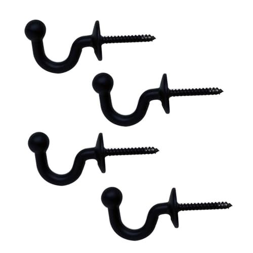 Hdtyyln 2 Pairs Curtain Hooks for Drapes, European Style Curtain Hook, Black Window Curtain Holdback Tiebacks, Heavy Duty Wall Mounted Hooks for Curtain Cup Key Bags, Home Decorative Hangers - Image 1