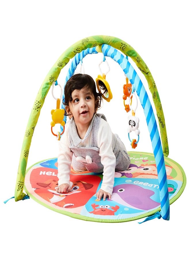 Supples Amazon Brand - Supples Baby Play Gym Mat | Activity Play Gym with Hanging Toys | 2-in-1 Baby Mat for 2+ Months | Animal Print | Multicolor | Soft Baby Bedding - Image 1
