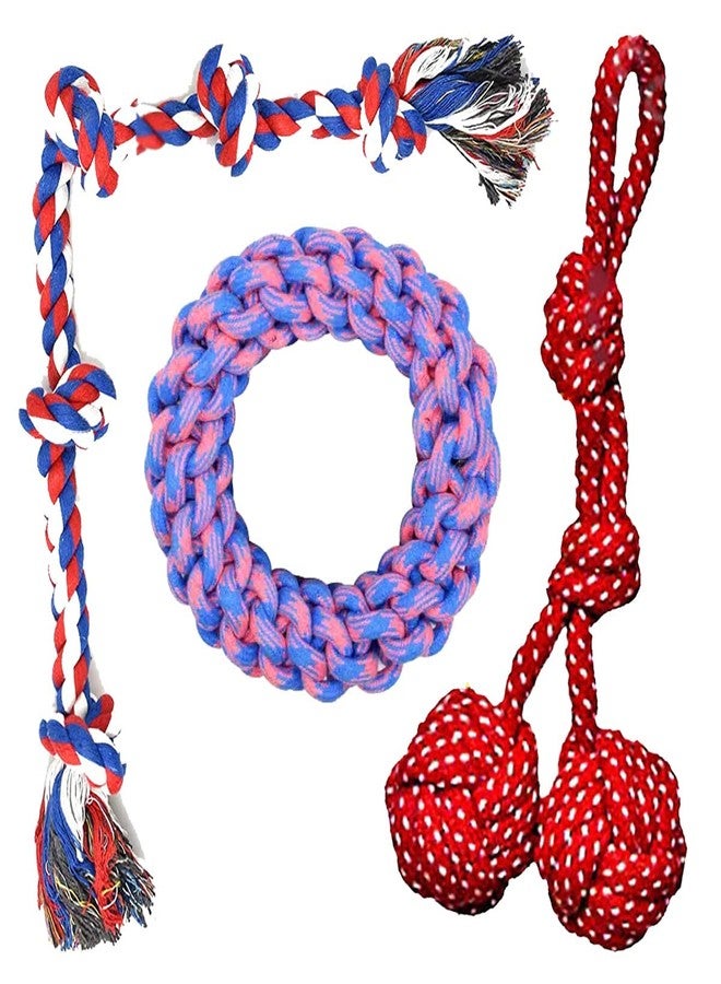 KittuPet ألعاب كيتو بيت للكلاب التي تمضغ بقوة، ألعاب للكلاب الكبيرة من فصيلة لابرادور، ألعاب حبل تفاعلية للكلاب من السلالات الكبيرة من فصيلة الراعي الألماني، ألعاب التسنين، عبوة من 3 قطع - قد يختلف اللون - Image 1